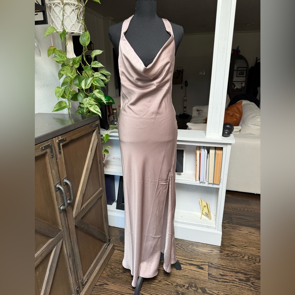 Forever 21 Dusty Rose Satin Cowl Maxi Dress